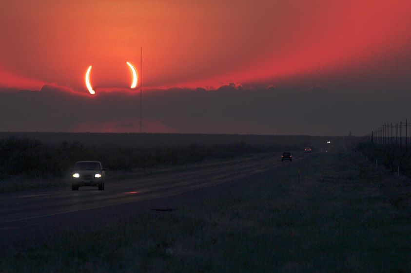 Photo: "I'm sorry to inform you that Earth is about to be been eaten by a fire demon" via @wikkit at http://j.mp/JiQAtn. (In case you missed the annular solar eclipse last night, 50 more awesome photos: http://j.mp/JKOqDP)